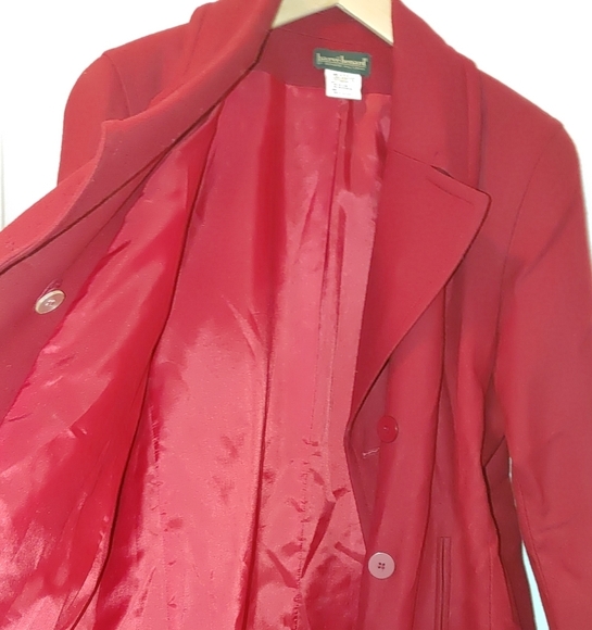 Harve Bernard Holtzman‎ Red Wool Blend Double Breasted Pea Coat Car 12 - Picture 3 of 8